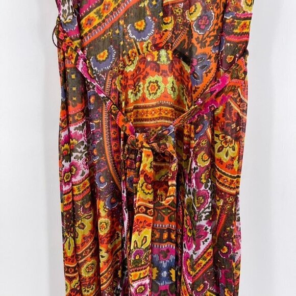 Akemi + Kin Anthro Sz US 0 Multicolor Murol Flutter Faux Wrap Chiffon Maxi Dress - Picture 7 of 11